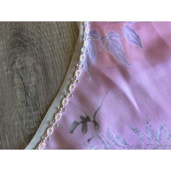 Vtg 90s California Dynasty Pink Satin Cami Pajama Pants 2 Pc Set Lace Trim M - Picture 4 of 11